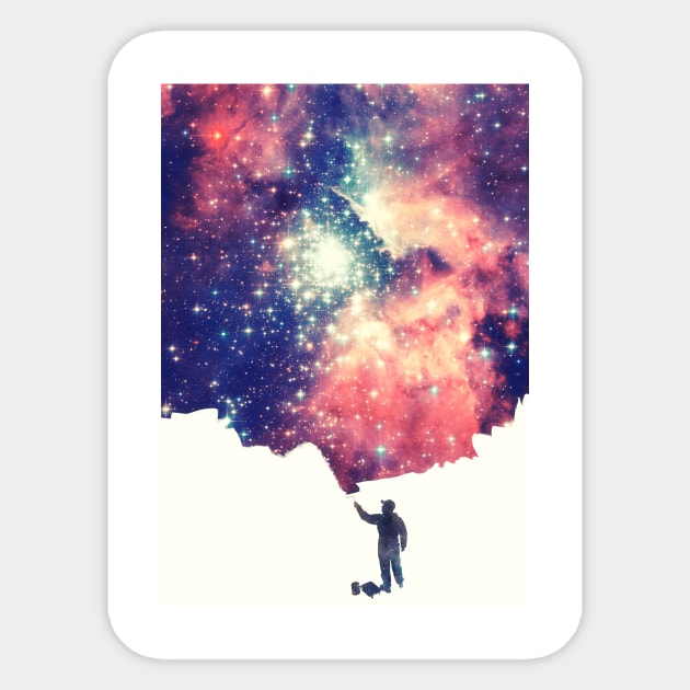 Painting the universe (Colorful Negative Space Art) Print Sticker by badbugs